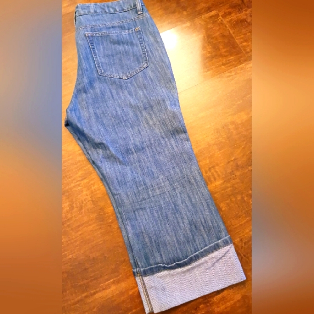 Merona Crop Cuff Jeans, Size 14, Med Wash